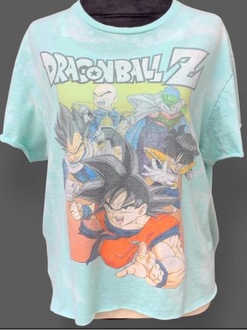 Soft Grunge Dragon Ball Z Upcycled Cropped Tie-Dye T-Shirt